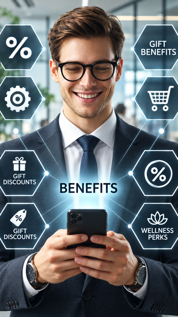 Symbolbild Corporate Benefits: Mitarbeiter mit Smartphone